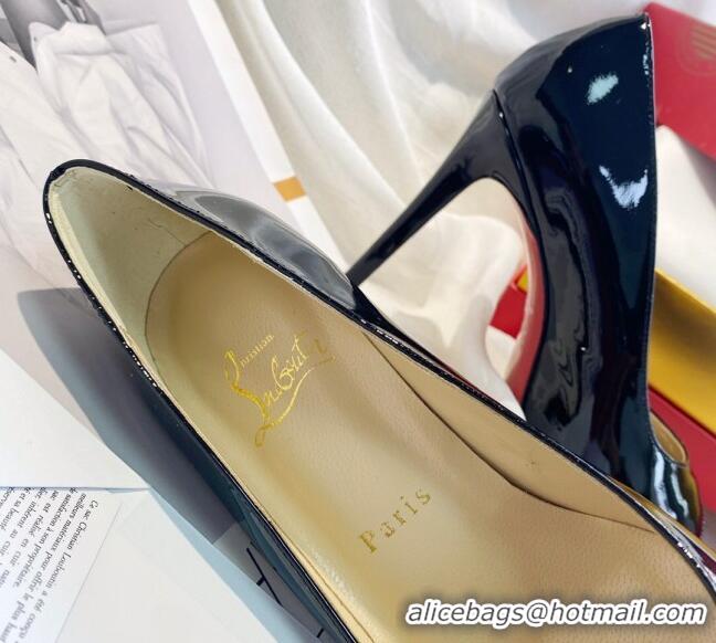 Best Design Christian Louboutin Patent Leather Peep-toe Platform Pumps 10cm 030846 Black