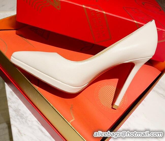 Low Cost Christian Louboutin Calfskin Pointed-toe Platform Pumps 11.5cm 030855 White