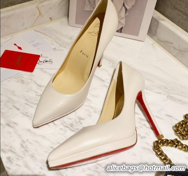 Low Cost Christian Louboutin Calfskin Pointed-toe Platform Pumps 11.5cm 030855 White