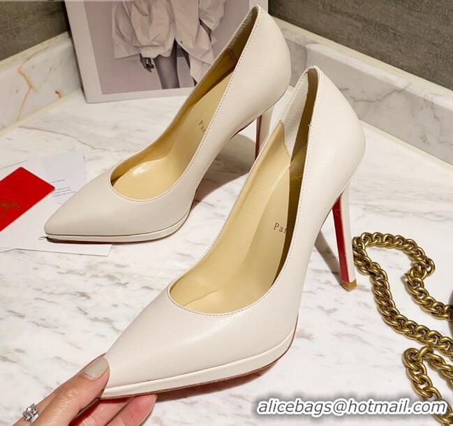 Low Cost Christian Louboutin Calfskin Pointed-toe Platform Pumps 11.5cm 030855 White