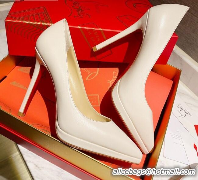 Low Cost Christian Louboutin Calfskin Pointed-toe Platform Pumps 11.5cm 030855 White