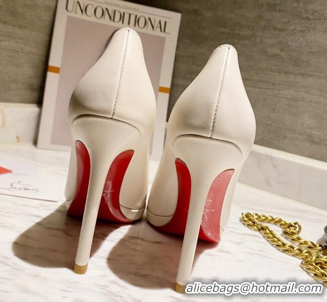 Low Cost Christian Louboutin Calfskin Pointed-toe Platform Pumps 11.5cm 030855 White