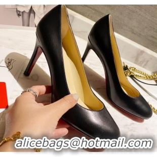 Shop Christian Louboutin Calfskin Round-toe Pumps 8cm 030857 Black