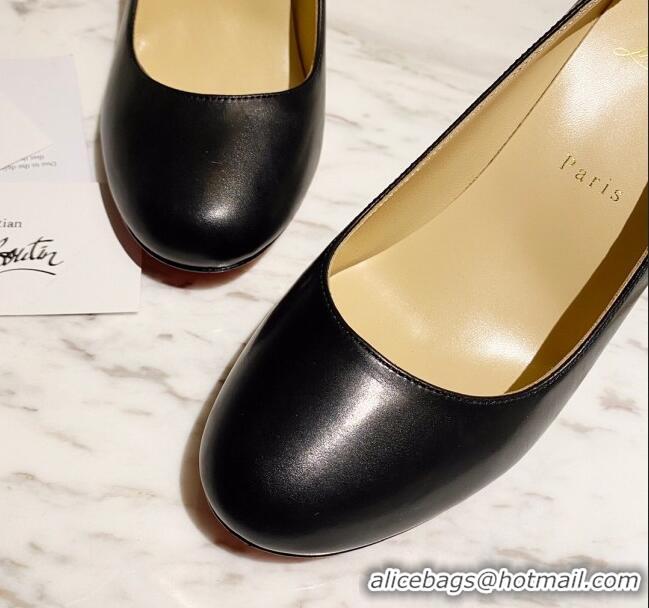 Shop Christian Louboutin Calfskin Round-toe Pumps 8cm 030857 Black