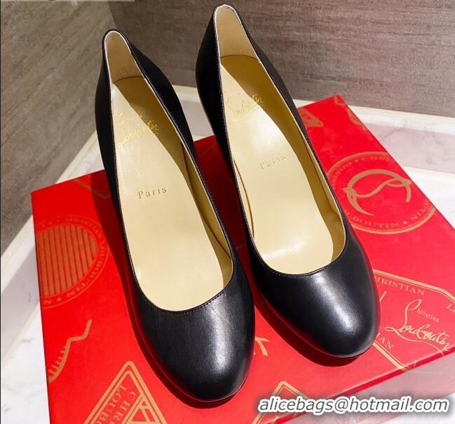 Shop Christian Louboutin Calfskin Round-toe Pumps 8cm 030857 Black