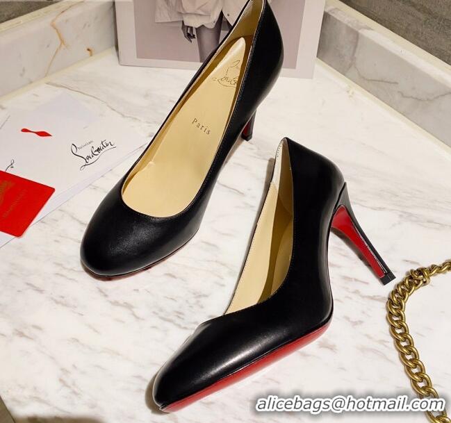 Shop Christian Louboutin Calfskin Round-toe Pumps 8cm 030857 Black