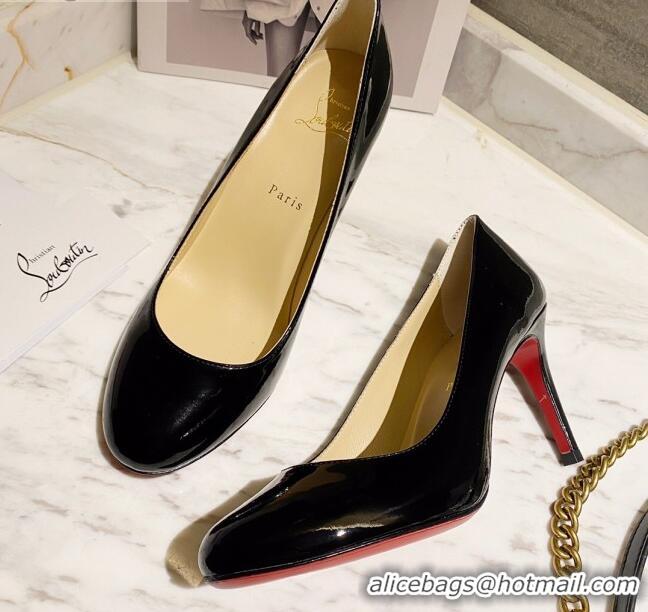 Discount Christian Louboutin Calfskin Round-toe Pumps 8cm 030857 Black