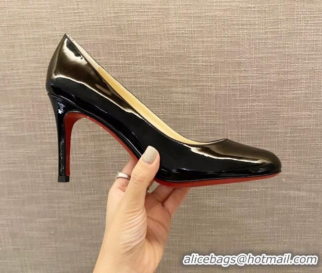 Discount Christian Louboutin Calfskin Round-toe Pumps 8cm 030857 Black