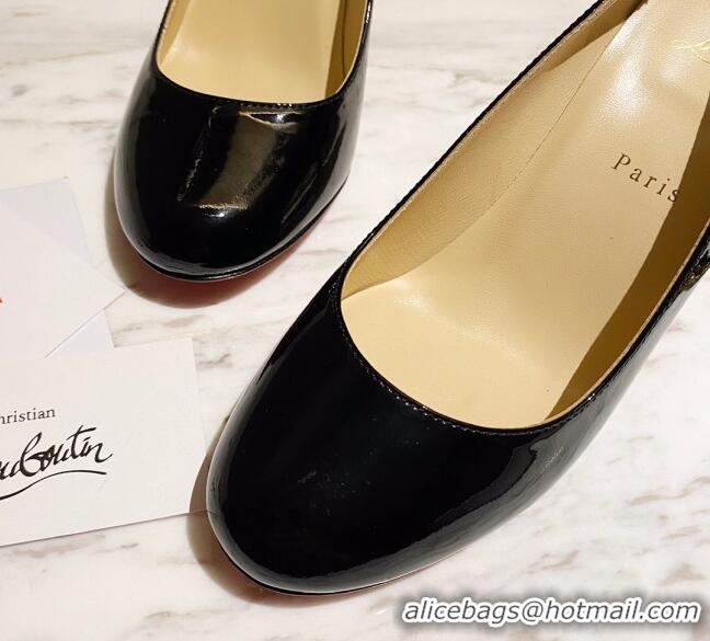 Discount Christian Louboutin Calfskin Round-toe Pumps 8cm 030857 Black