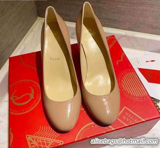 Good Product Christian Louboutin Calfskin Round-toe Pumps 8cm 030857 Nude