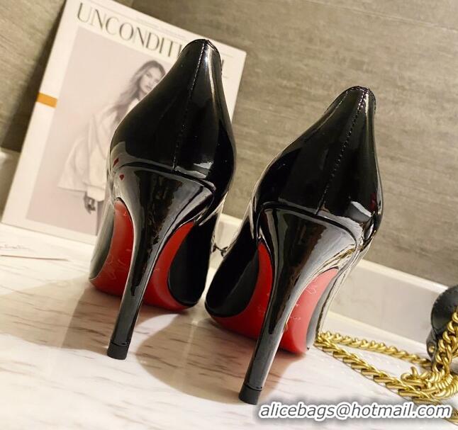 Charming Christian Louboutin Patent Leather Pumps 8cm with Bow 030861 Black