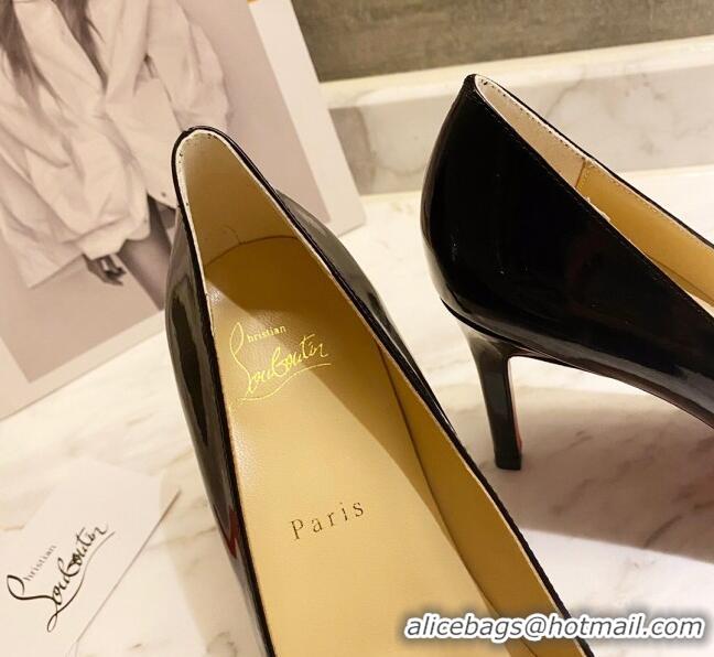 Charming Christian Louboutin Patent Leather Pumps 8cm with Bow 030861 Black