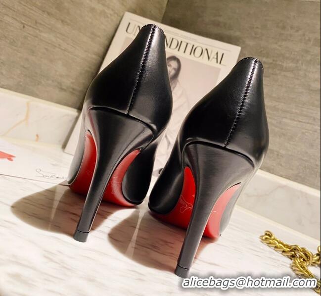 Pretty Style Christian Louboutin Calfskin Pumps 8cm with Bow 030861 Black