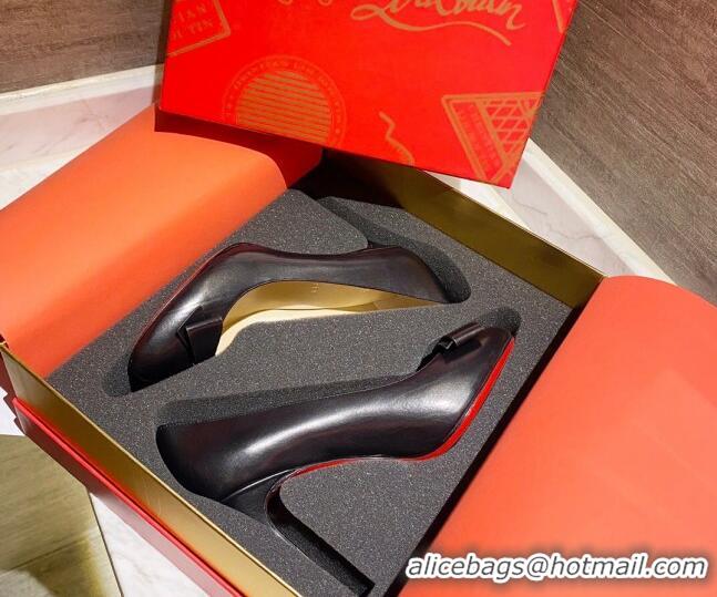 Pretty Style Christian Louboutin Calfskin Pumps 8cm with Bow 030861 Black