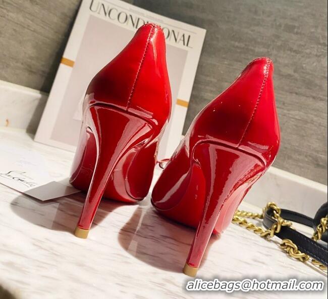 Top Design Christian Louboutin Patent Leather Pumps 8cm with Bow 030861 Red