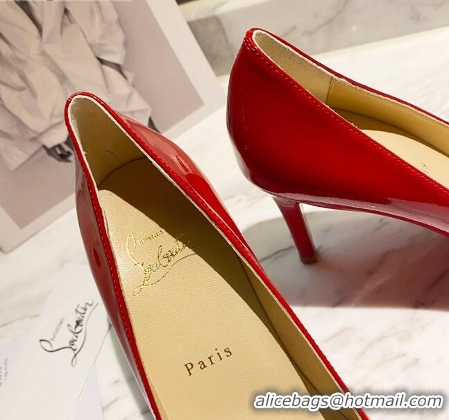 Top Design Christian Louboutin Patent Leather Pumps 8cm with Bow 030861 Red