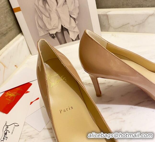 Discount Design Christian Louboutin Patent Leather Pumps 8cm with Bow 030861 Nude