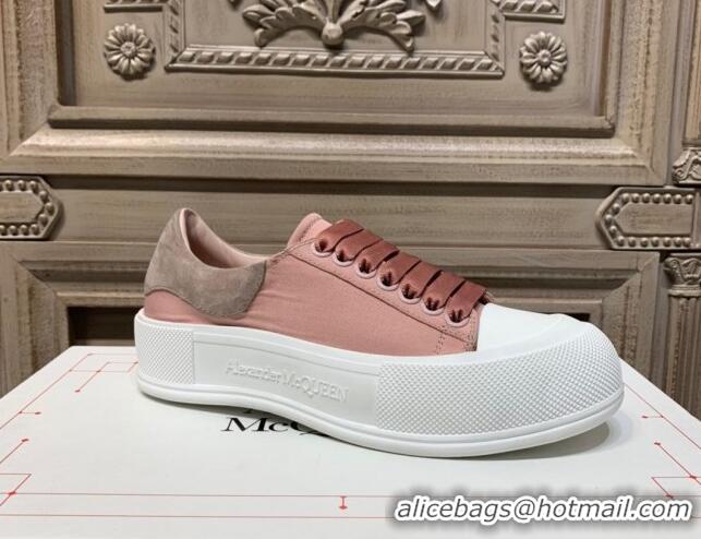 Best Price Alexander Mcqueen Deck Cotton Canvas Lace Up Sneakers 010637 Pink