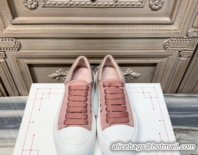 Best Price Alexander Mcqueen Deck Cotton Canvas Lace Up Sneakers 010637 Pink