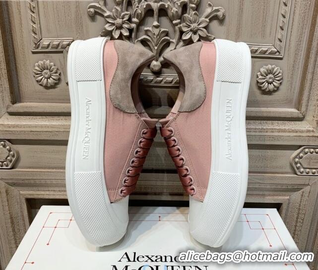 Best Price Alexander Mcqueen Deck Cotton Canvas Lace Up Sneakers 010637 Pink