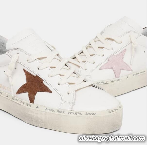 New Design Golden Goose GGDB Hi Star sneakers with brown and pink suede details GB0378