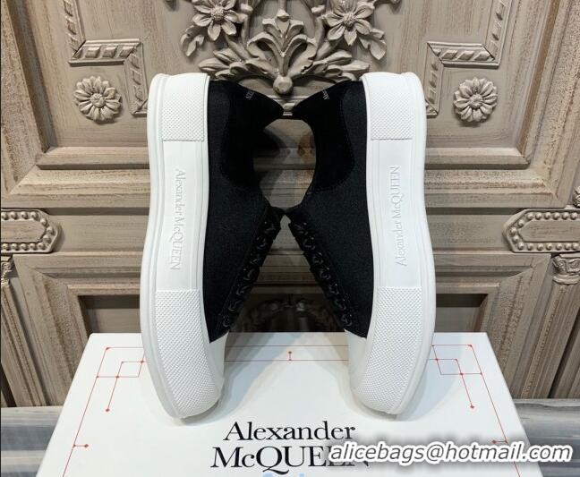 Shop Duplicate Alexander Mcqueen Deck Cotton Canvas Lace Up Sneakers 010637 Black