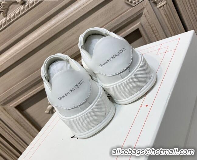 Popular Style Alexander Mcqueen Deck Cotton Canvas Lace Up Sneakers 010637 All White