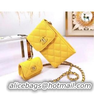 Promotional Chanel card holder with chain & Gold-Tone Metal AP2033 Yellow