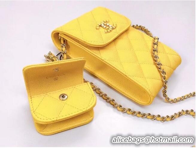 Promotional Chanel card holder with chain & Gold-Tone Metal AP2033 Yellow