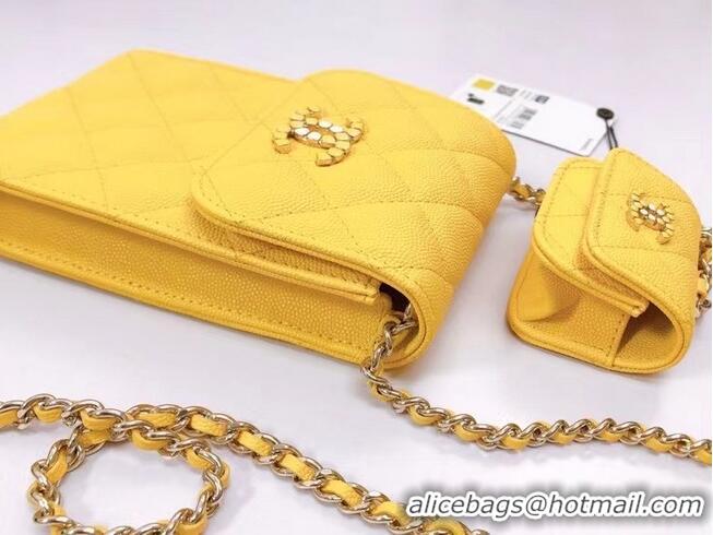 Promotional Chanel card holder with chain & Gold-Tone Metal AP2033 Yellow