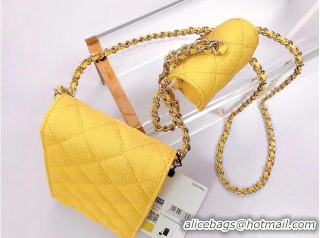 Promotional Chanel card holder with chain & Gold-Tone Metal AP2033 Yellow