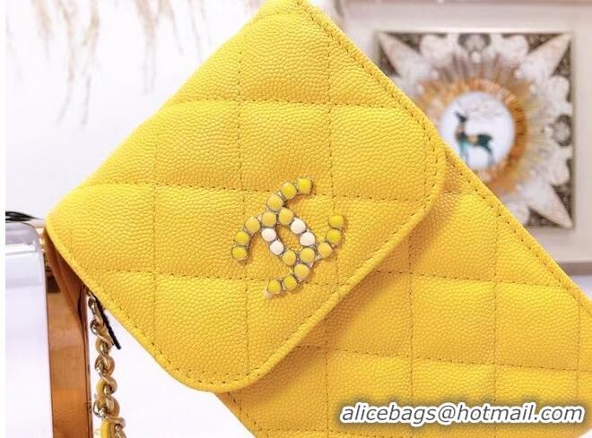 Promotional Chanel card holder with chain & Gold-Tone Metal AP2033 Yellow