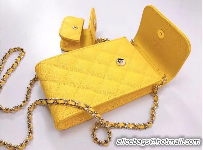 Promotional Chanel card holder with chain & Gold-Tone Metal AP2033 Yellow