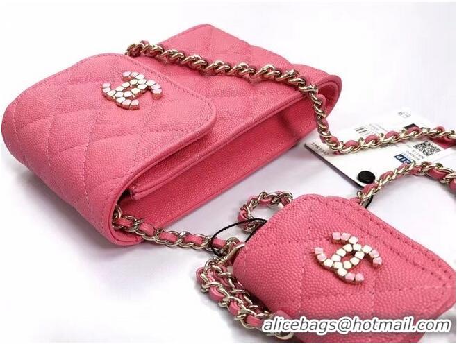 Buy Discount Chanel card holder with chain & Gold-Tone Metal AP2033 Rose