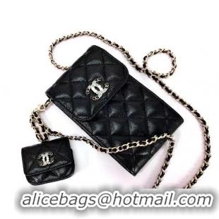 Super Quality Chanel card holder with chain & Gold-Tone Metal AP2033 black