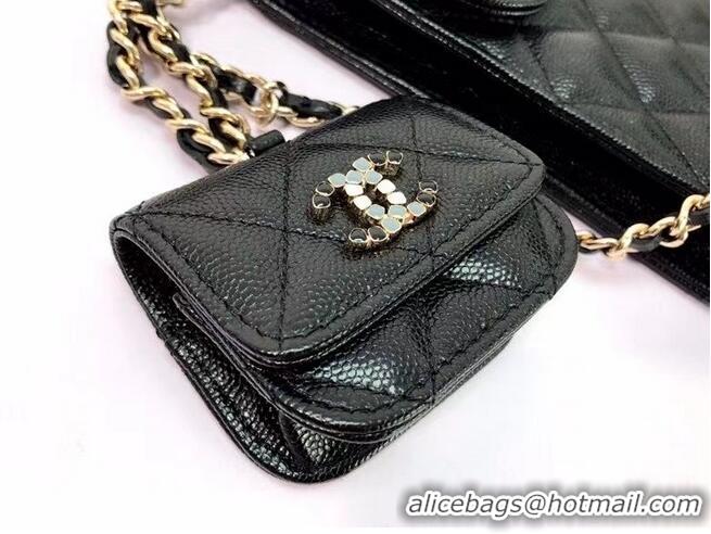 Super Quality Chanel card holder with chain & Gold-Tone Metal AP2033 black