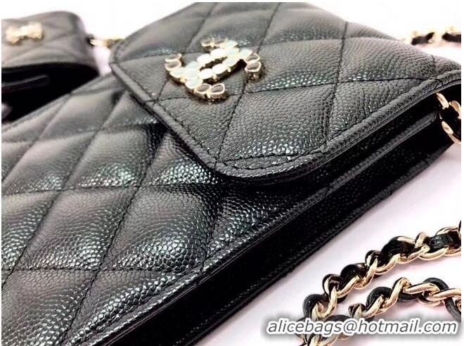 Super Quality Chanel card holder with chain & Gold-Tone Metal AP2033 black