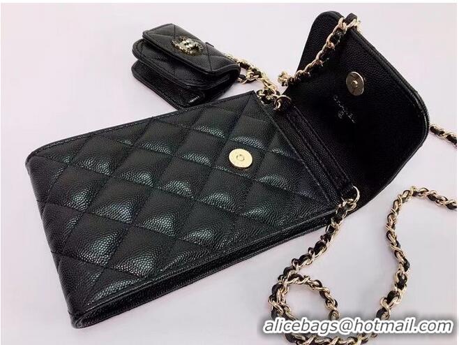 Super Quality Chanel card holder with chain & Gold-Tone Metal AP2033 black