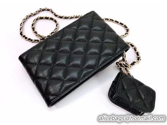 Super Quality Chanel card holder with chain & Gold-Tone Metal AP2033 black