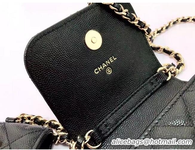 Super Quality Chanel card holder with chain & Gold-Tone Metal AP2033 black