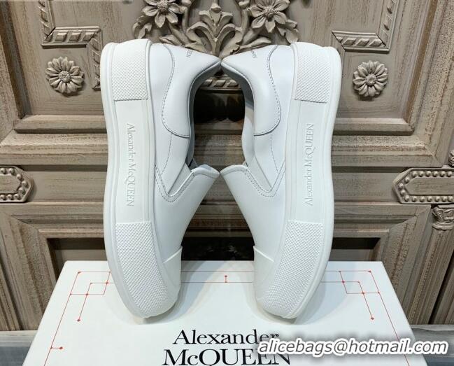 Good Looking Alexander Mcqueen Deck Skate Silky Calfskin Slip-on Sneakers 010649 White