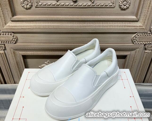 Good Looking Alexander Mcqueen Deck Skate Silky Calfskin Slip-on Sneakers 010649 White