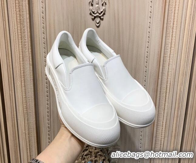 Good Looking Alexander Mcqueen Deck Skate Silky Calfskin Slip-on Sneakers 010649 White