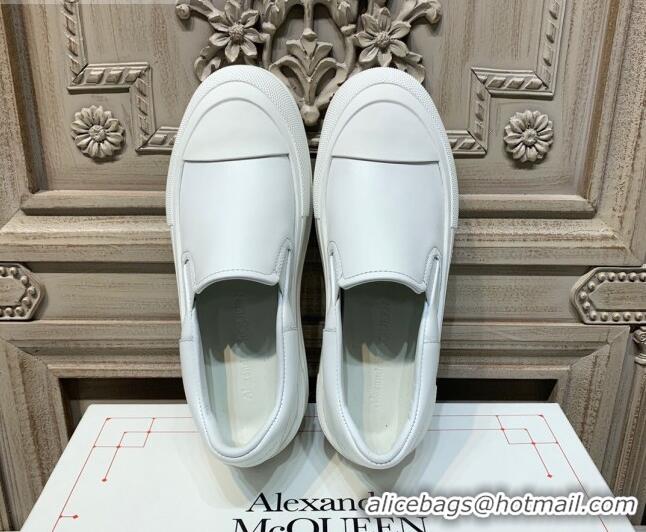 Good Looking Alexander Mcqueen Deck Skate Silky Calfskin Slip-on Sneakers 010649 White