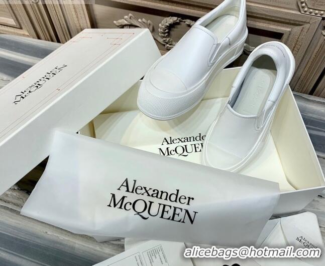 Good Looking Alexander Mcqueen Deck Skate Silky Calfskin Slip-on Sneakers 010649 White