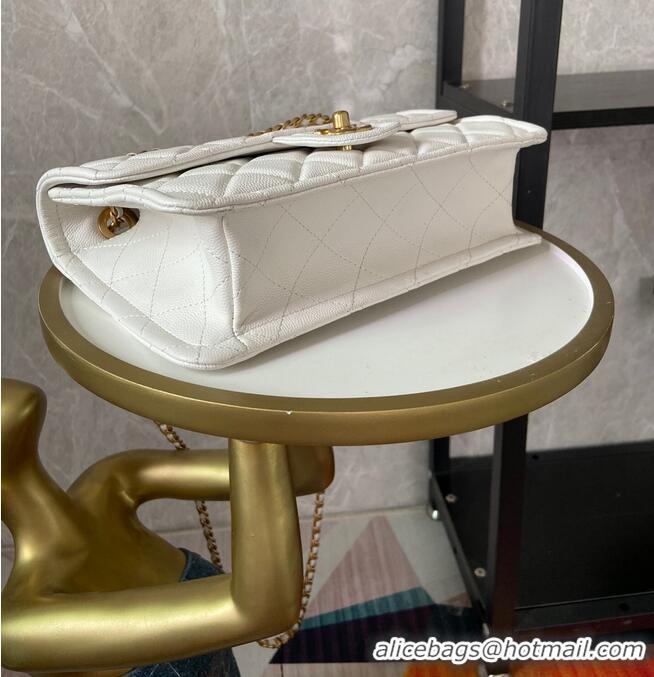 Discount Chanel flap bag Grained Calfskin AS2357 White