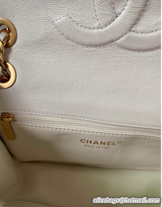 Discount Chanel flap bag Grained Calfskin AS2357 White