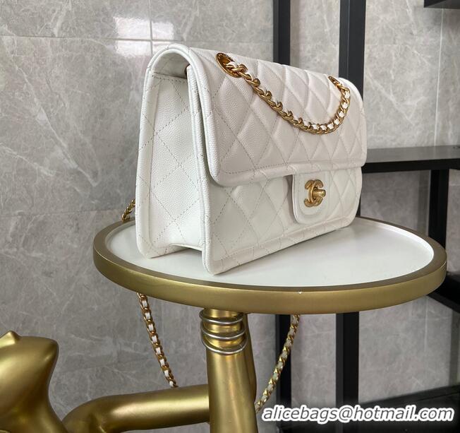 Discount Chanel flap bag Grained Calfskin AS2357 White