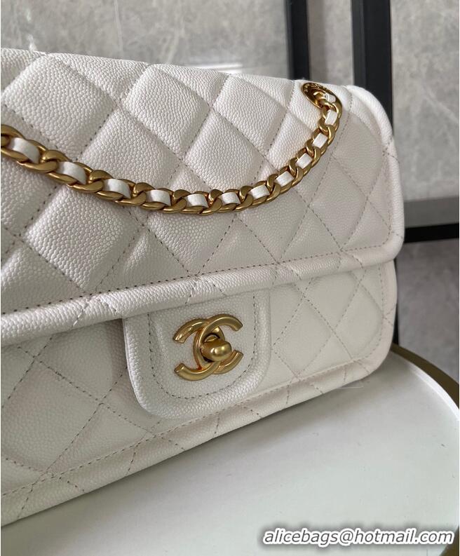 Discount Chanel flap bag Grained Calfskin AS2357 White