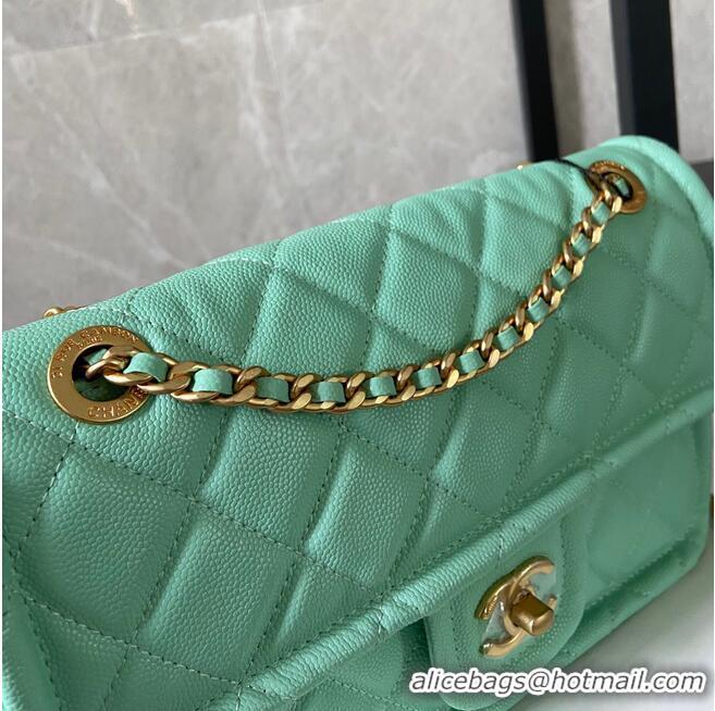 Luxury Classic Chanel flap bag Grained Calfskin AS2357 light green